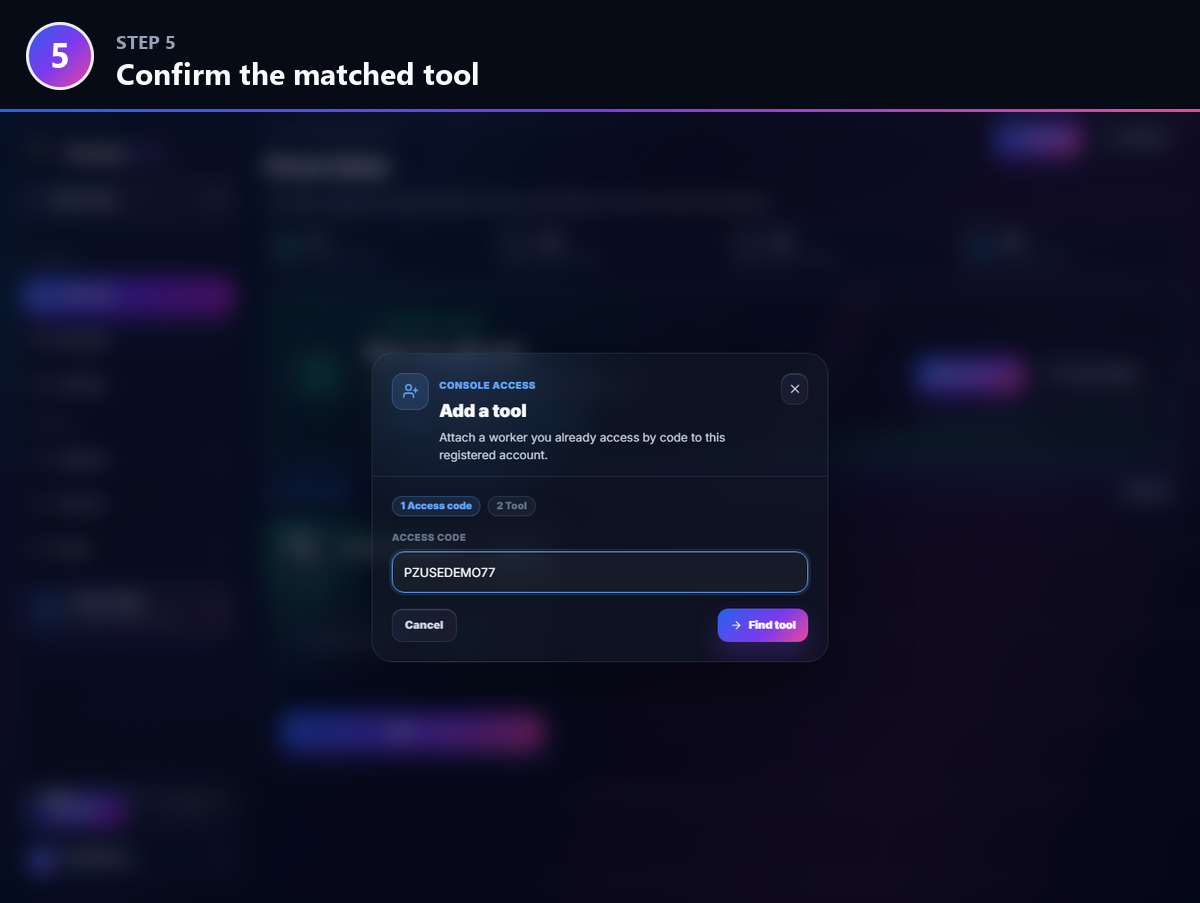 Step 5: Confirm the matched tool