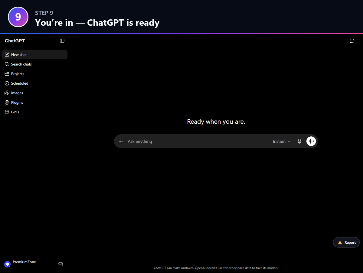 Step 9: You’re in — ChatGPT is ready